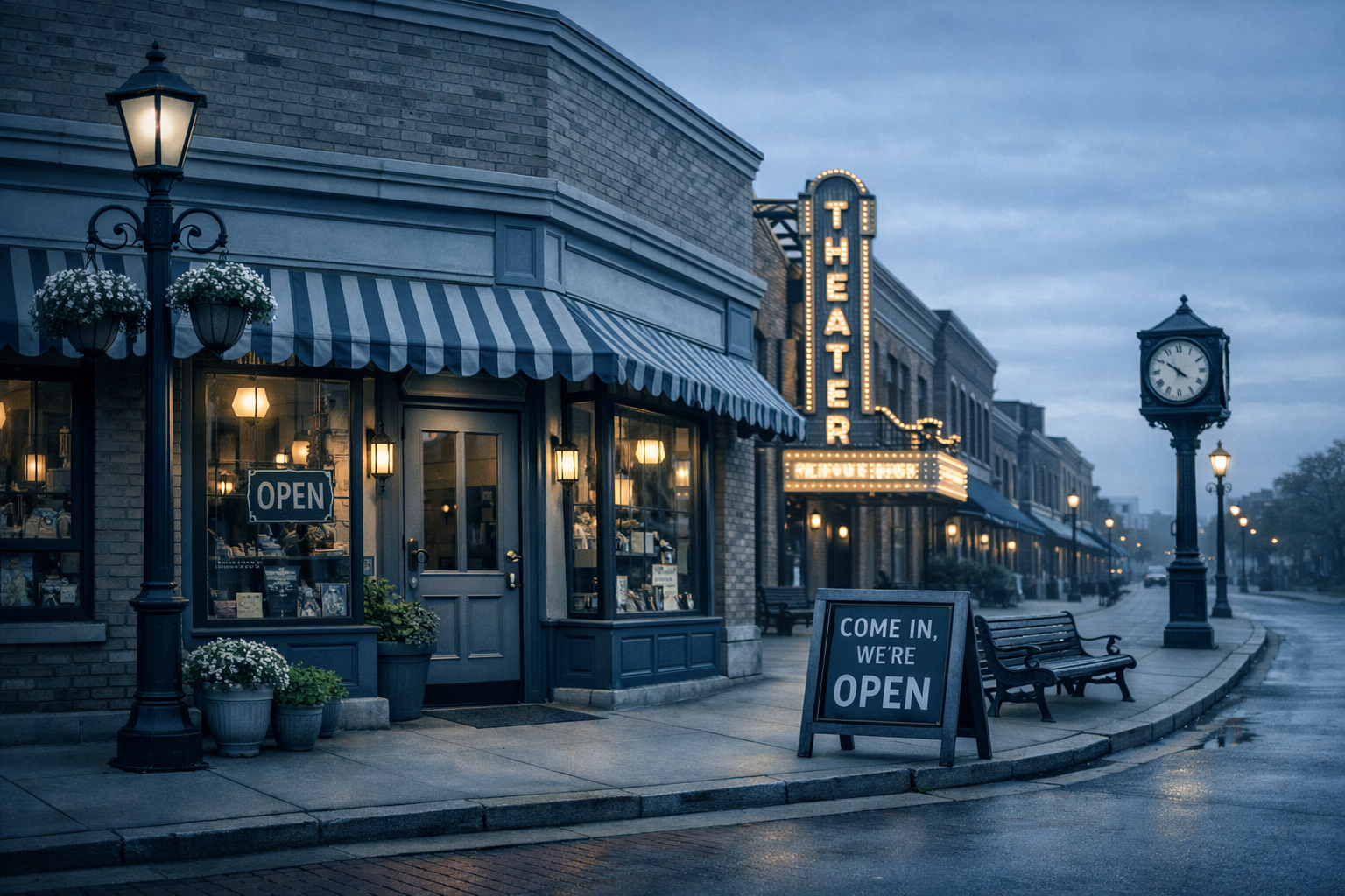 Downtown Michiana storefront streetscape
